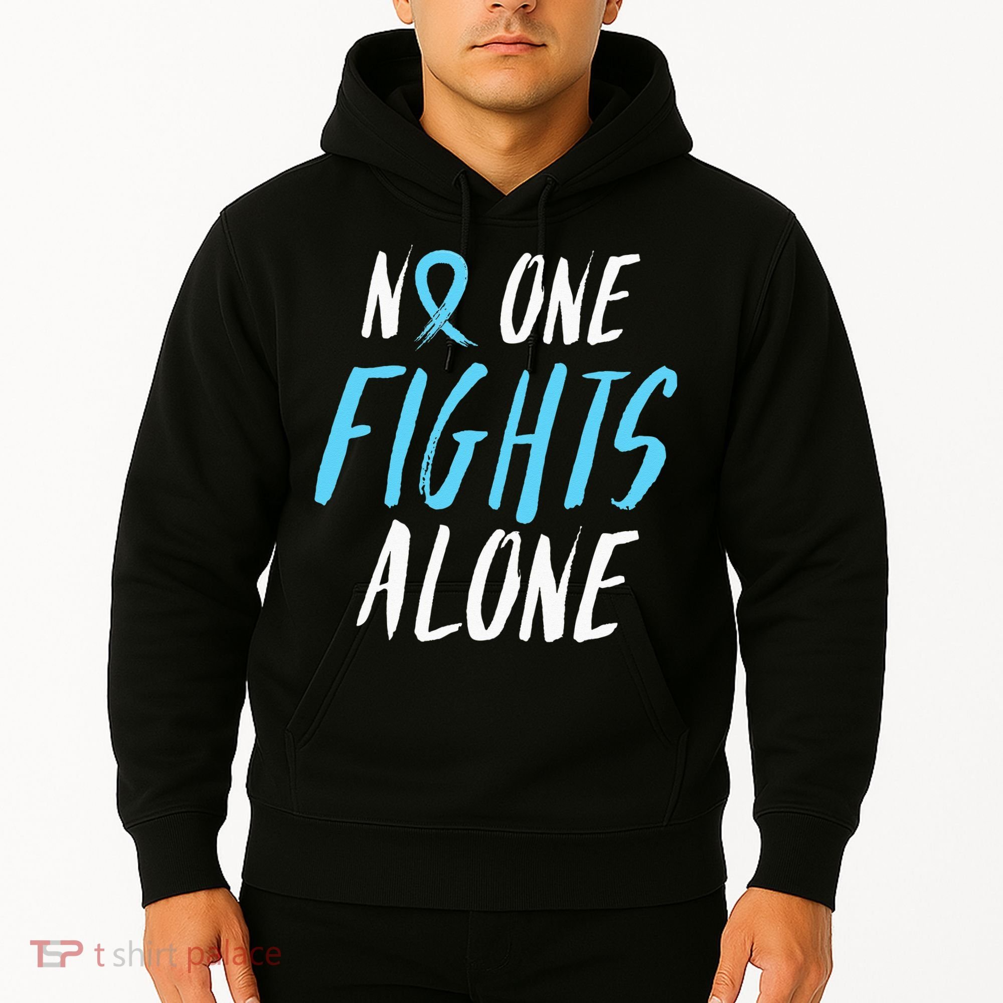 Fight Prostate Cancer Awareness Light Blue Ribbon Survivor Hoodie