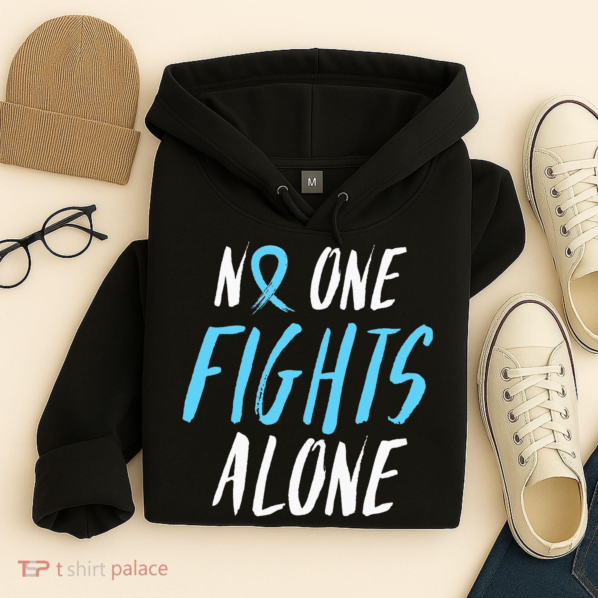 Fight Prostate Cancer Awareness Light Blue Ribbon Survivor Hoodie