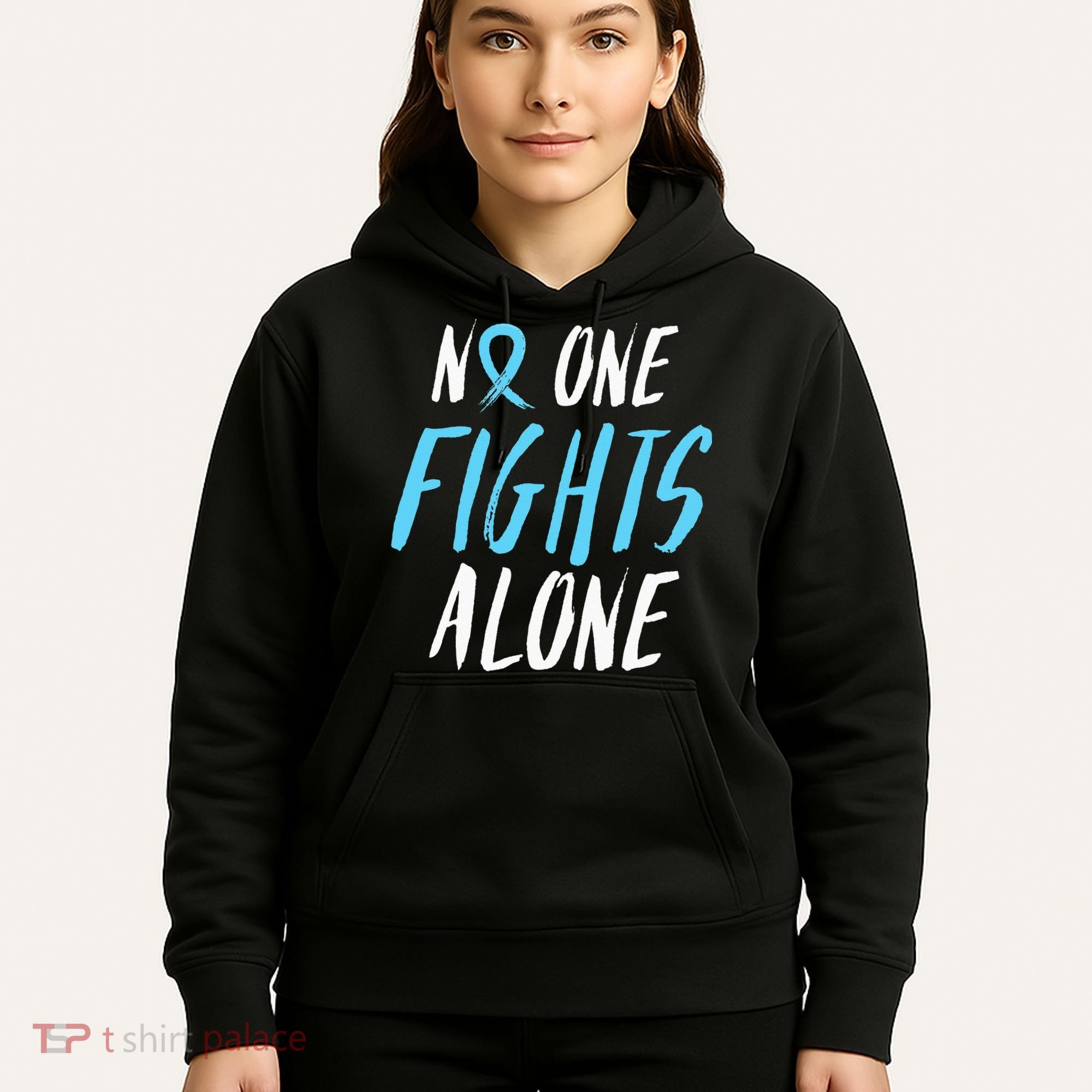 Fight Prostate Cancer Awareness Light Blue Ribbon Survivor Hoodie