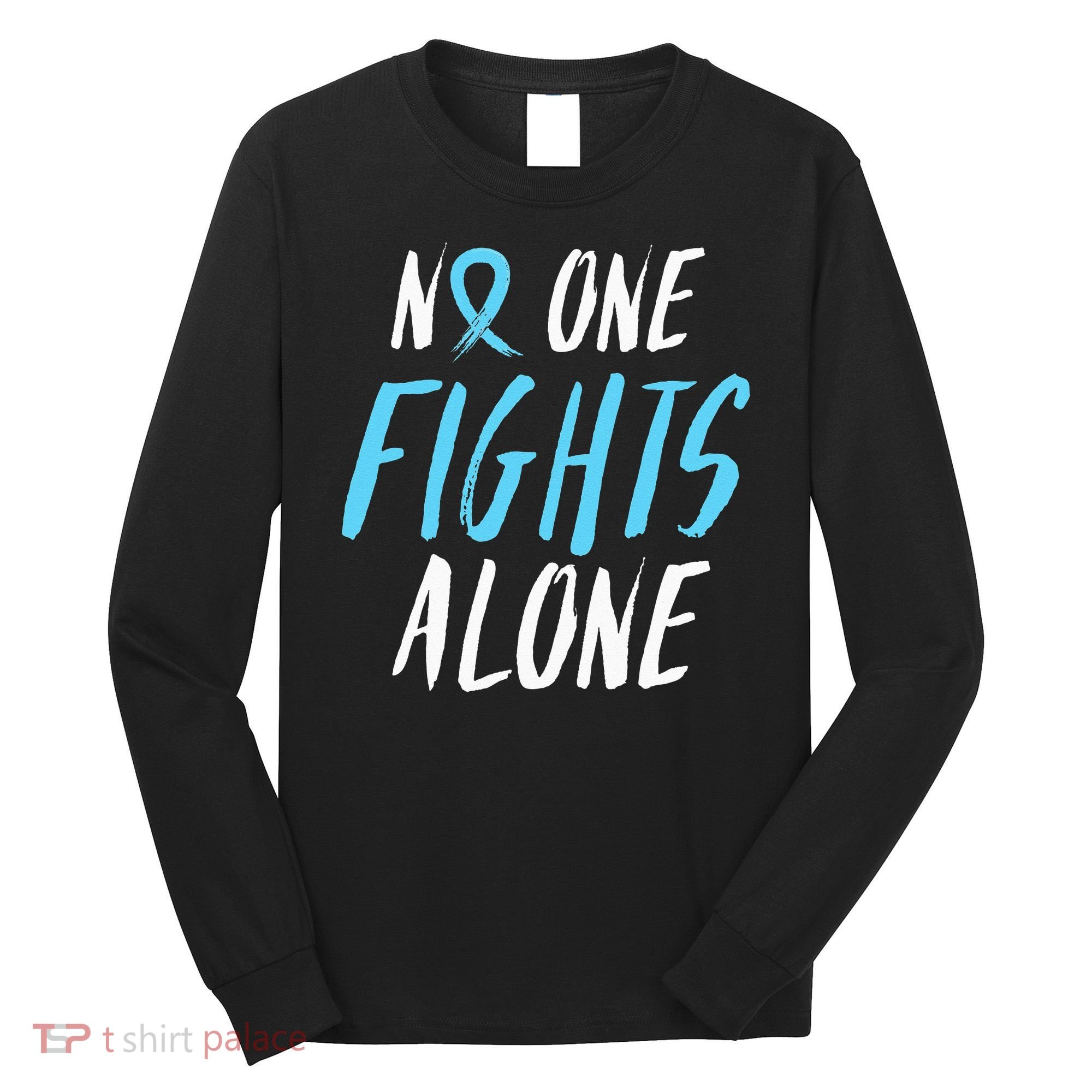 Fight Prostate Cancer Awareness Light Blue Ribbon Survivor Long Sleeve Shirt