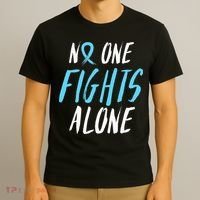 Fight Prostate Cancer Awareness Light Blue Ribbon Survivor T-Shirt thumb 3