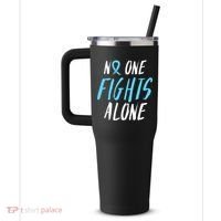 Fight Prostate Cancer Awareness Light Blue Ribbon Survivor 40oz Vacuum Insulated Stainless Steel Travel Tumbler thumb 2