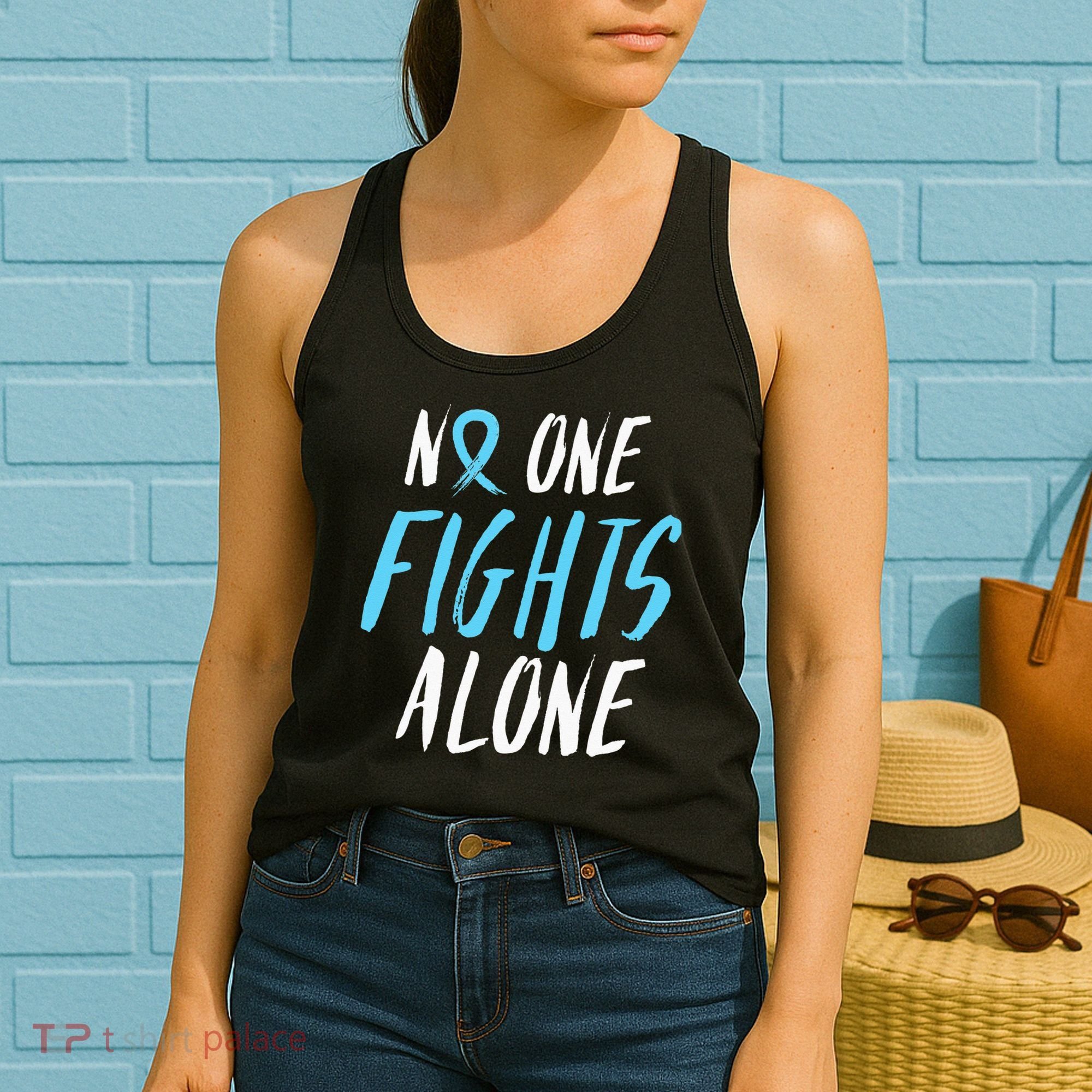 Fight Prostate Cancer Awareness Light Blue Ribbon Survivor Women's Tank Top