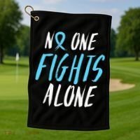 Fight Prostate Cancer Awareness Light Blue Ribbon Survivor Golf Towel thumb 1