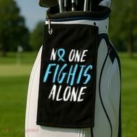 Fight Prostate Cancer Awareness Light Blue Ribbon Survivor Golf Towel thumb 2