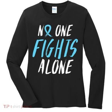 Fight Prostate Cancer Awareness Light Blue Ribbon Survivor Women's Long Sleeve Shirt