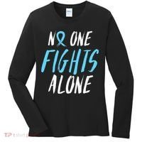 Fight Prostate Cancer Awareness Light Blue Ribbon Survivor Women's Long Sleeve Shirt thumb 0