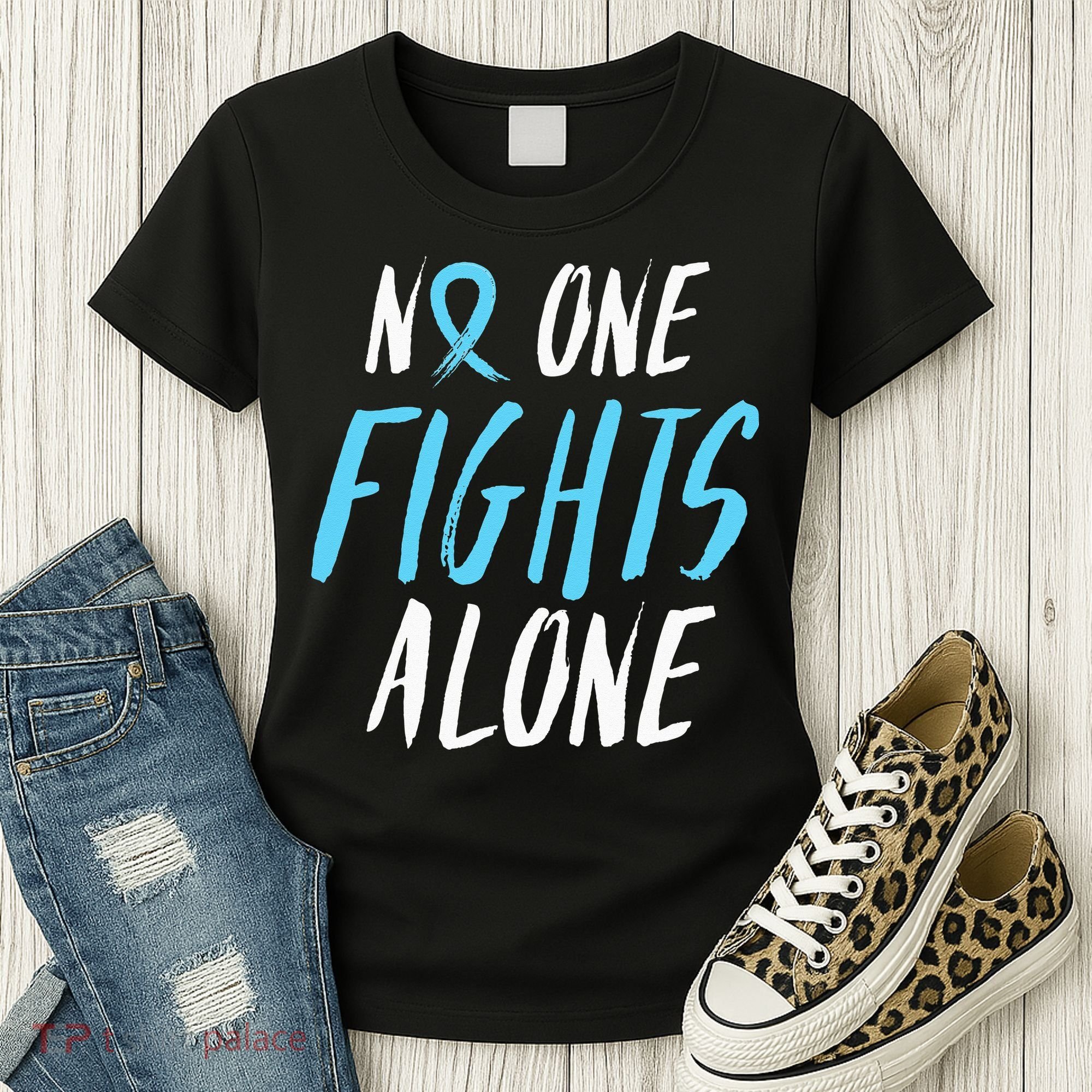 Fight Prostate Cancer Awareness Light Blue Ribbon Survivor Women's T-Shirt