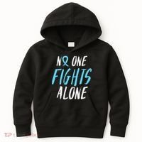 Fight Prostate Cancer Awareness Light Blue Ribbon Survivor Kids Hoodie thumb 0