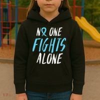 Fight Prostate Cancer Awareness Light Blue Ribbon Survivor Kids Hoodie thumb 3