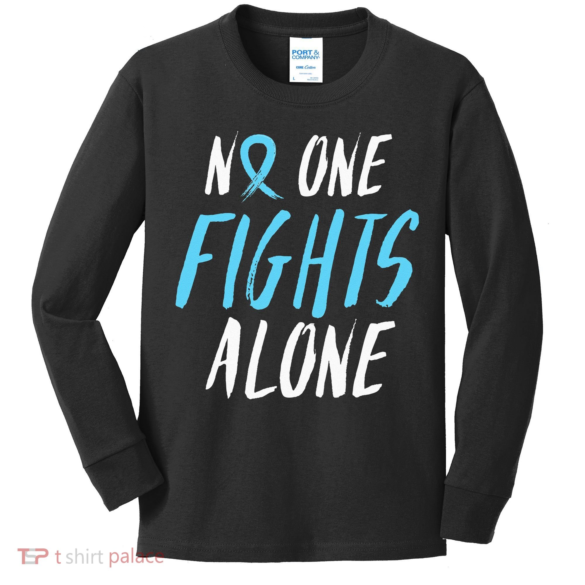 Fight Prostate Cancer Awareness Light Blue Ribbon Survivor Kids Long Sleeve Shirt