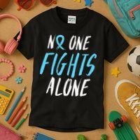 Fight Prostate Cancer Awareness Light Blue Ribbon Survivor Kids T-Shirt thumb 3