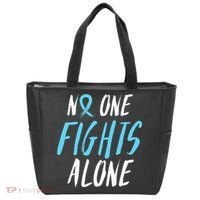 Fight Prostate Cancer Awareness Light Blue Ribbon Survivor Tote Bag thumb 0