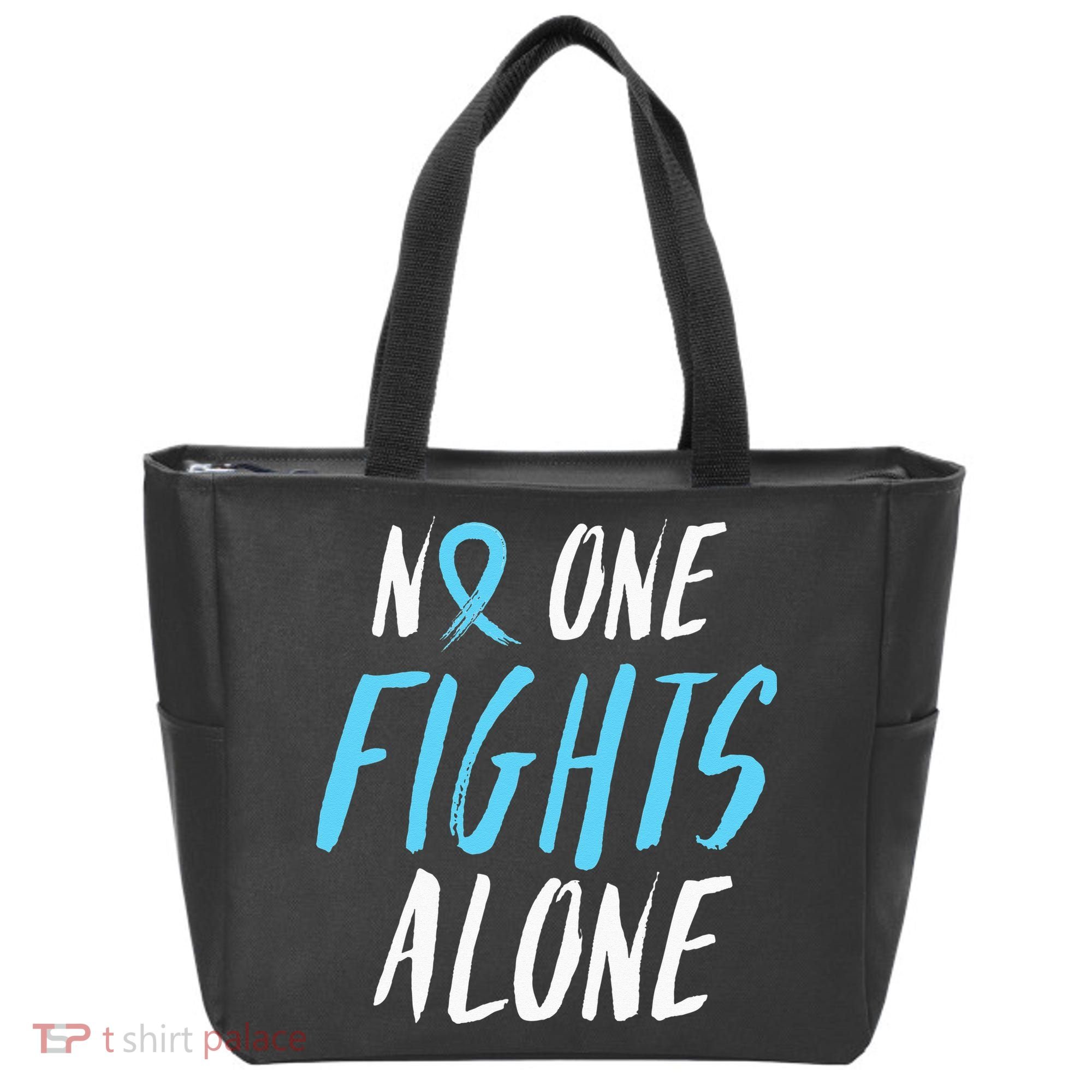 Fight Prostate Cancer Awareness Light Blue Ribbon Survivor Tote Bag