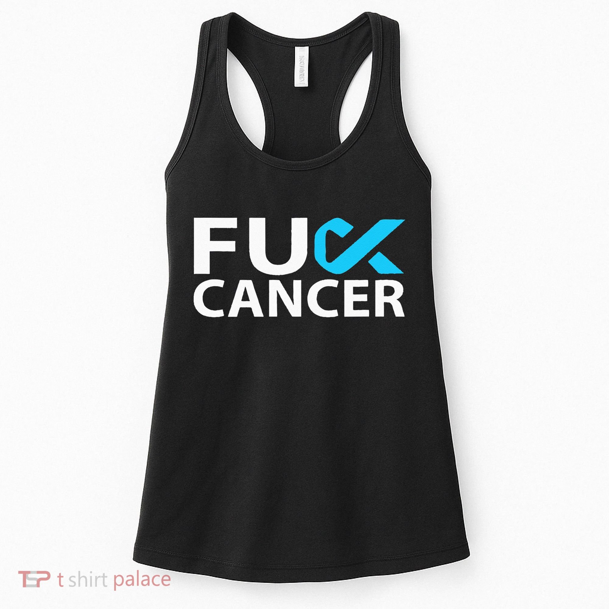 Fuck Prostate Cancer F U FU Blue Ribbon Cancer Awareness Women's Tank Top