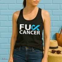 Fuck Prostate Cancer F U FU Blue Ribbon Cancer Awareness Women's Tank Top thumb 2