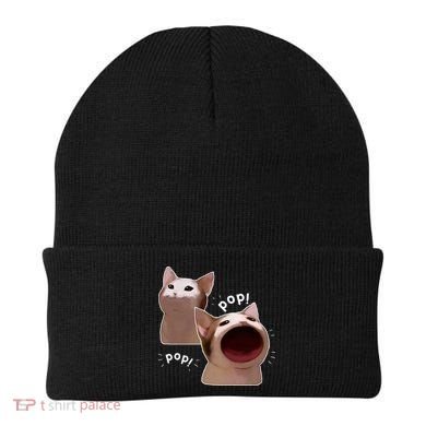 Funny Pop Cat Meme Beanie
