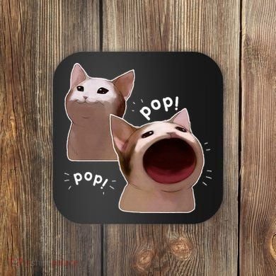 Funny Pop Cat Meme Coaster