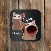 Funny Pop Cat Meme Coaster thumb 0