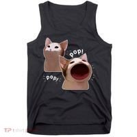 Funny Pop Cat Meme Tank Top thumb 0