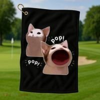 Funny Pop Cat Meme Golf Towel thumb 1