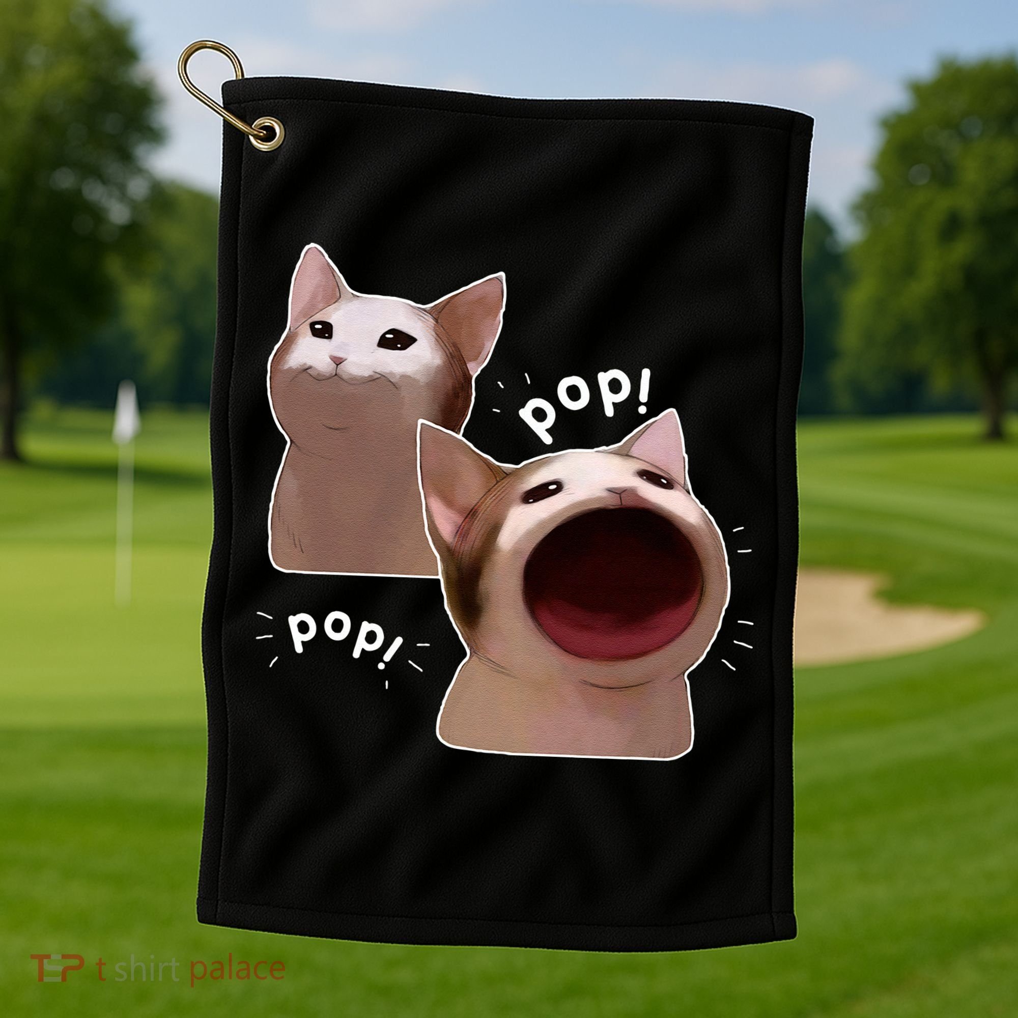 Funny Pop Cat Meme Golf Towel
