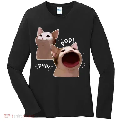 Funny Pop Cat Meme Women's Long Sleeve Shirt