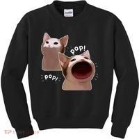Funny Pop Cat Meme Kids Sweatshirt thumb 0