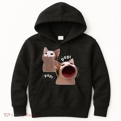 Funny Pop Cat Meme Kids Hoodie