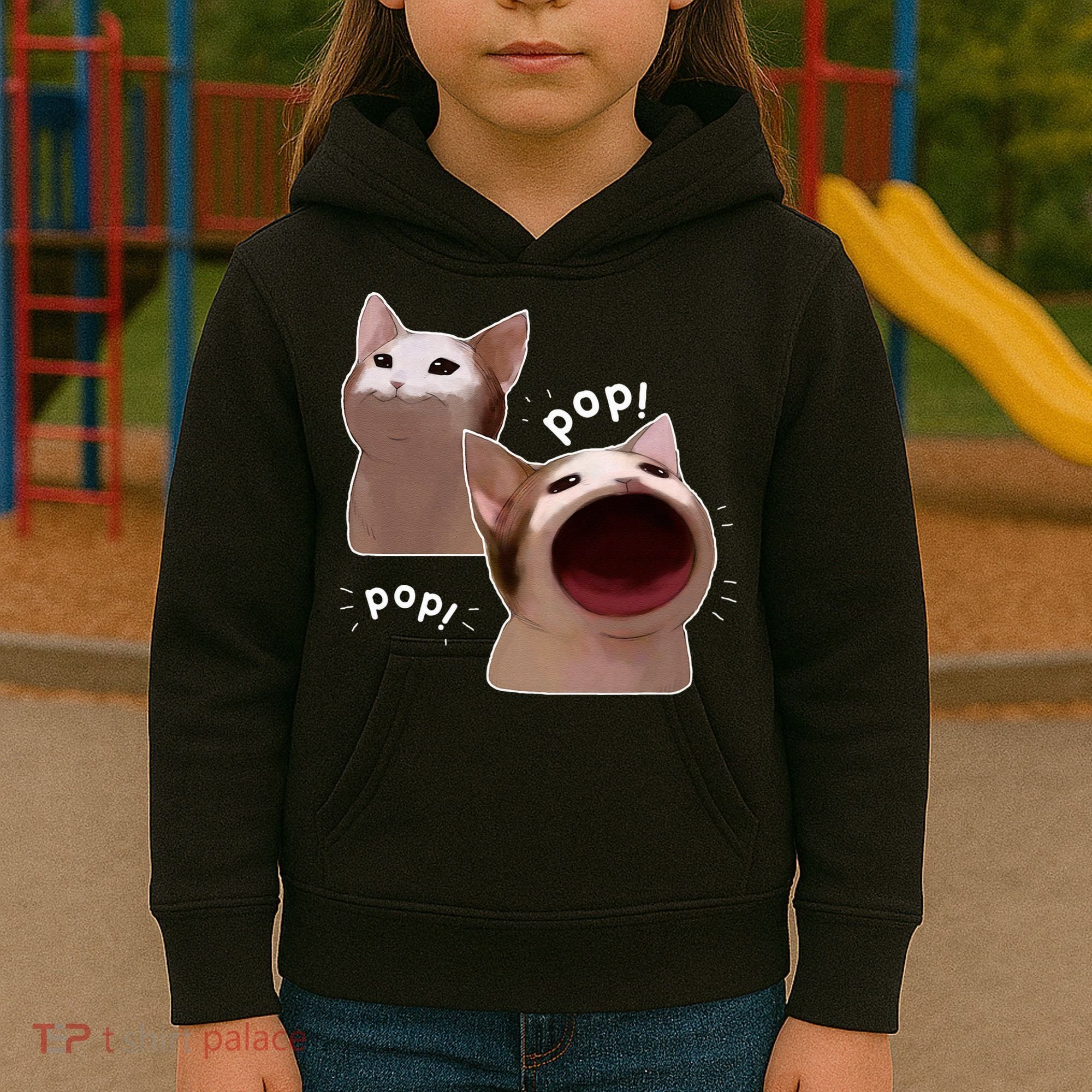 Funny Pop Cat Meme Kids Hoodie