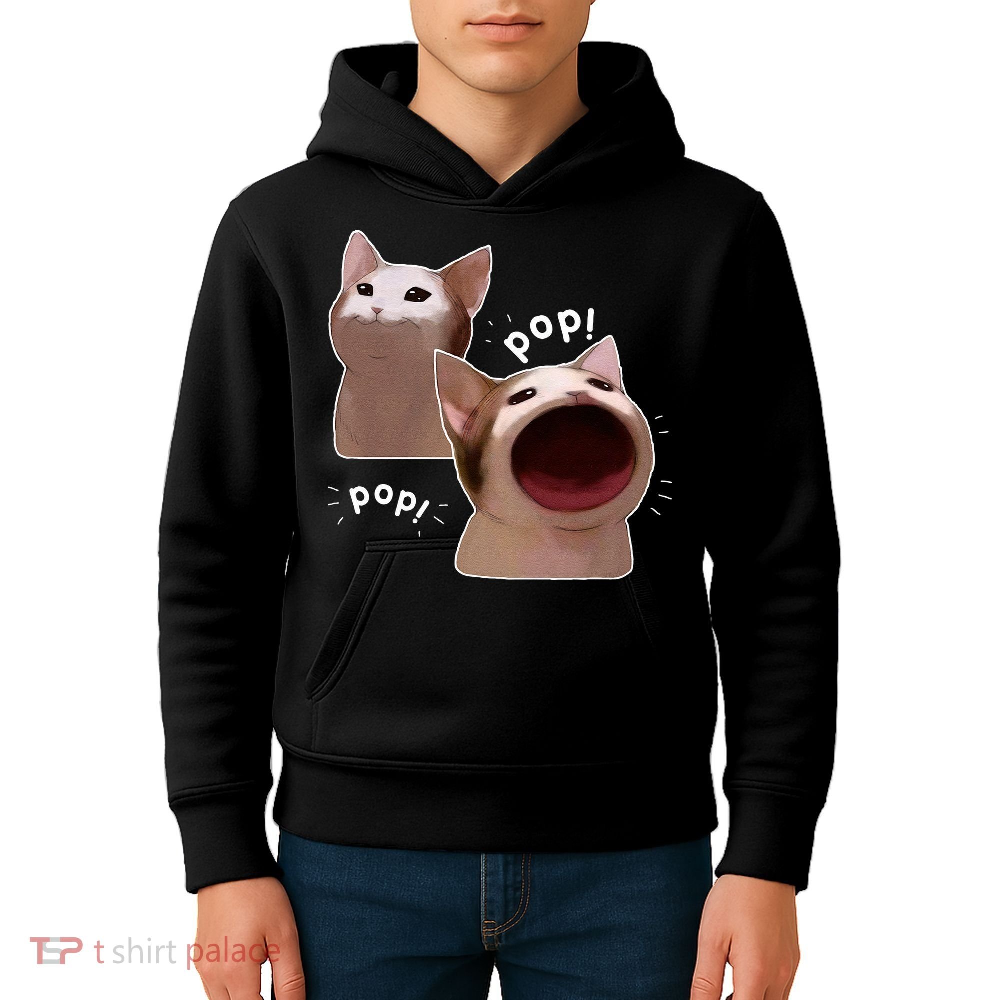 Funny Pop Cat Meme Kids Hoodie