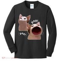 Funny Pop Cat Meme Kids Long Sleeve Shirt thumb 0