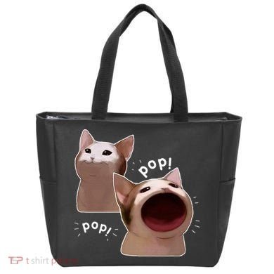 Funny Pop Cat Meme Tote Bag