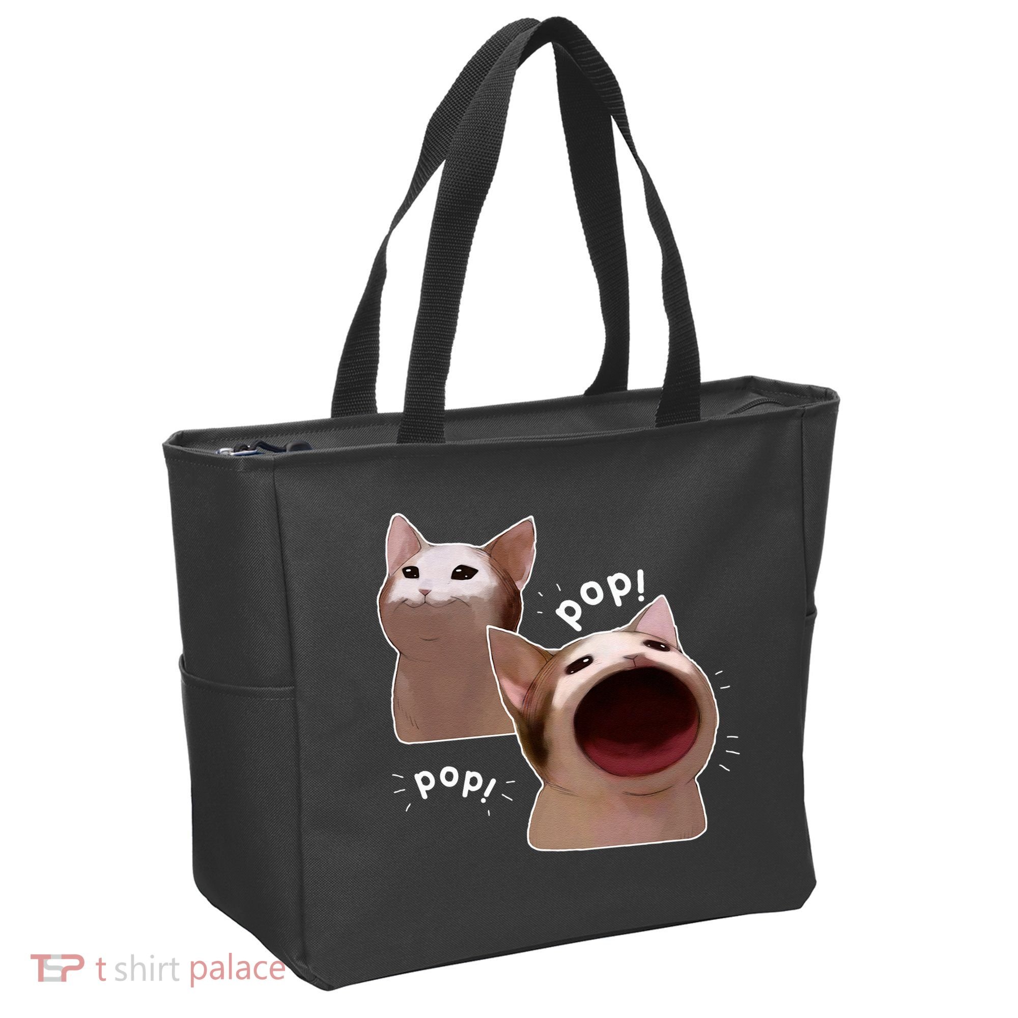 Funny Pop Cat Meme Tote Bag