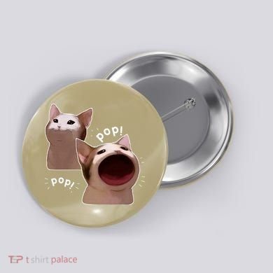 Funny Pop Cat Meme Button
