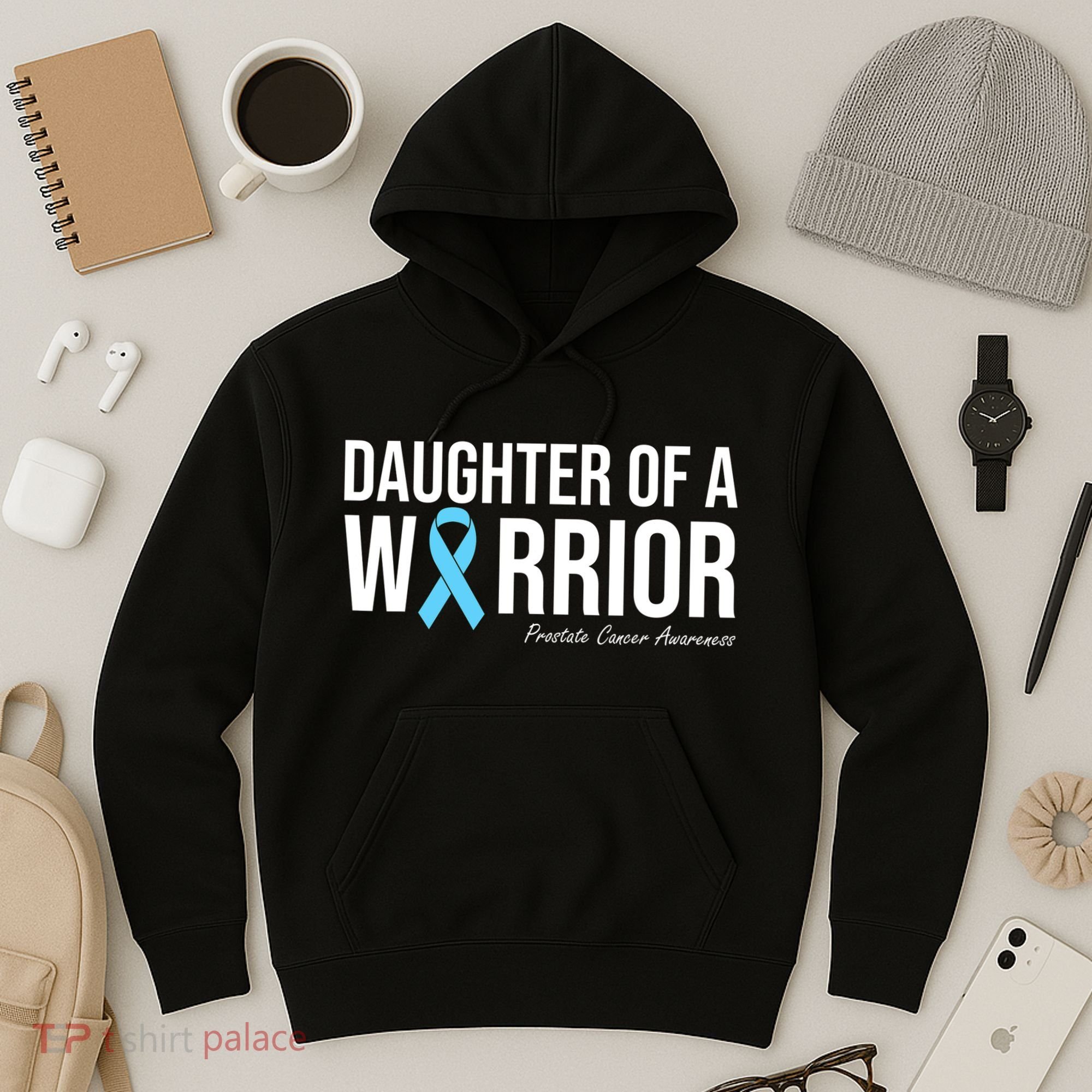 Family Prostate Cancer Awareness Light Blue Daughter Warrior Hoodie