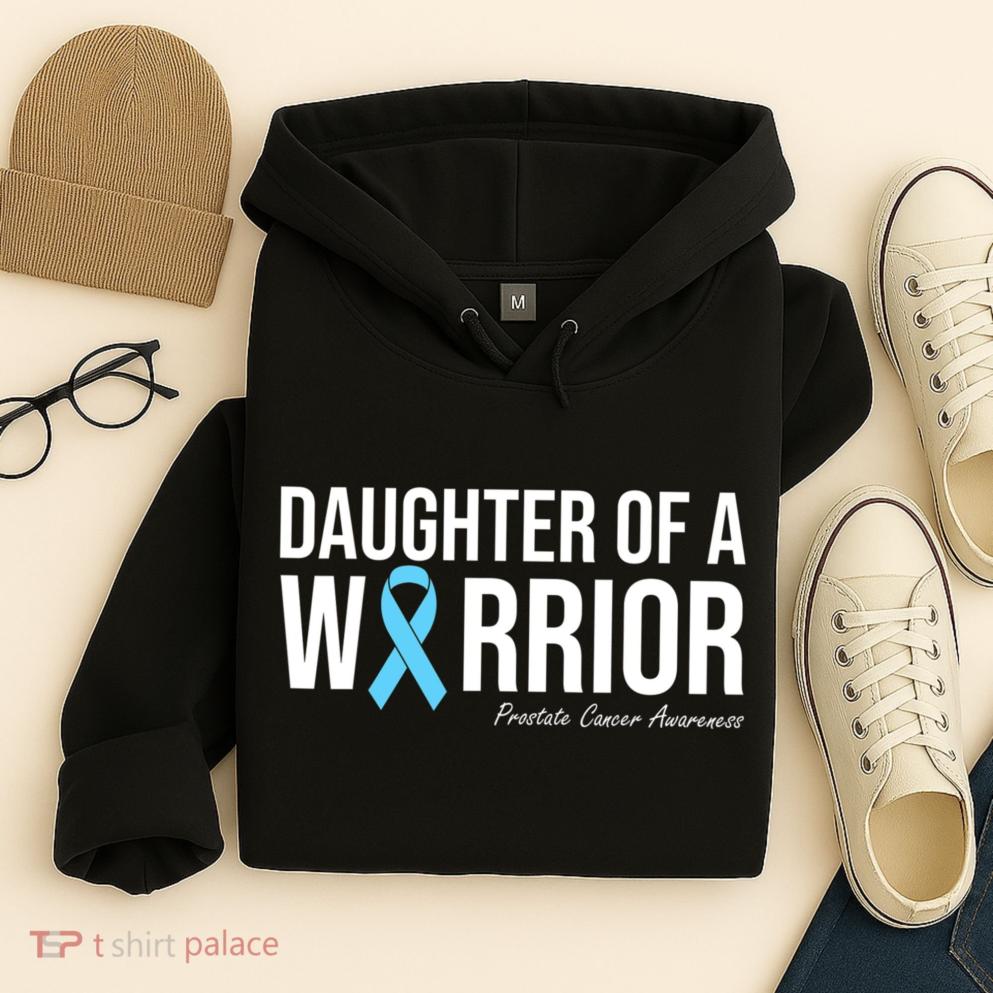 Family Prostate Cancer Awareness Light Blue Daughter Warrior Hoodie