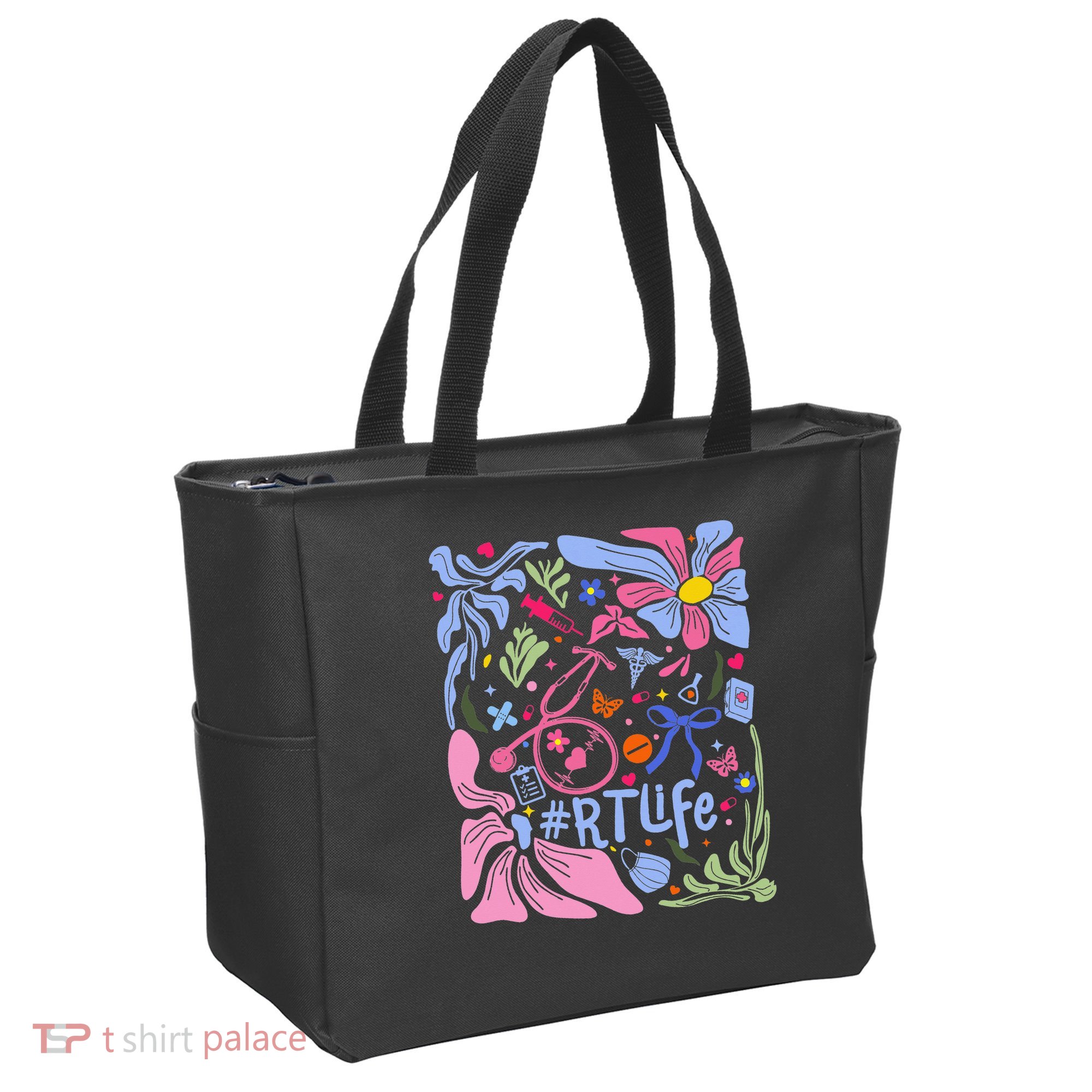 Floral Preppy Coquette Bow Respiratory Therapist Tote Bag