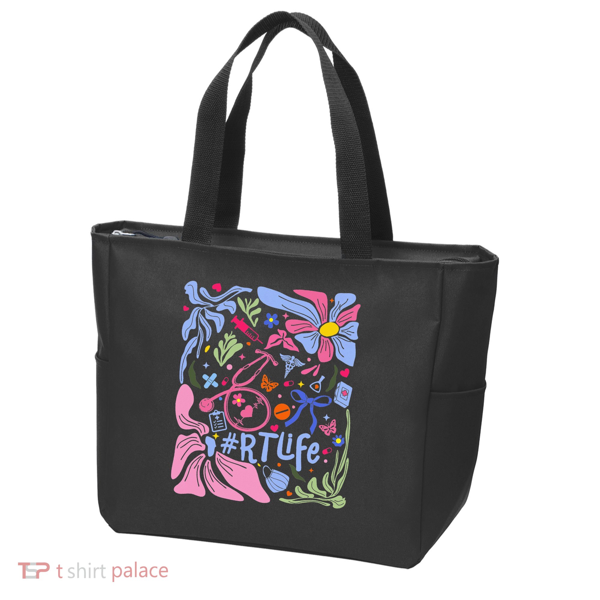 Floral Preppy Coquette Bow Respiratory Therapist Tote Bag