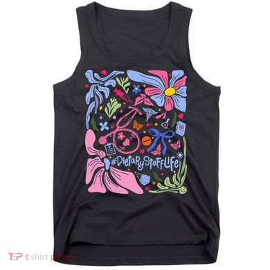 Floral Preppy Coquette Bow Dietary Staff Stethoscope Tank Top