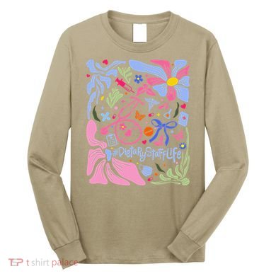 Floral Preppy Coquette Bow Dietary Staff Stethoscope Long Sleeve Shirt