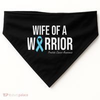 Family Prostate Cancer Awareness Light Blue Wife Warrior USA-Made Doggie Bandana thumb 0