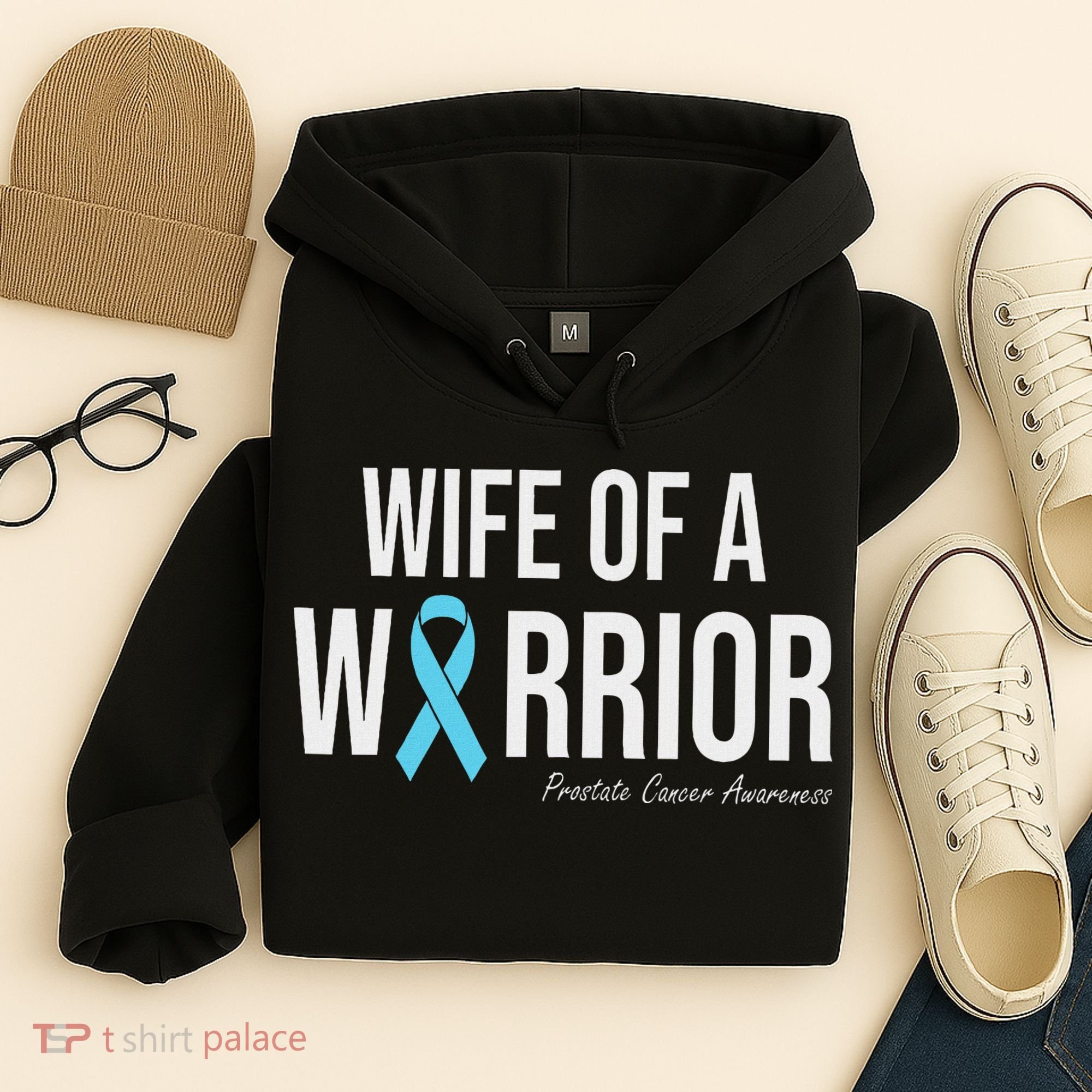 Family Prostate Cancer Awareness Light Blue Wife Warrior Hoodie
