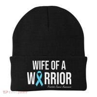 Family Prostate Cancer Awareness Light Blue Wife Warrior Beanie thumb 0