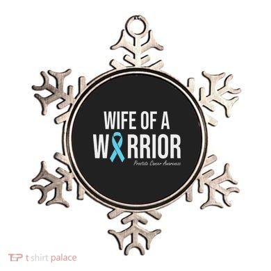 Family Prostate Cancer Awareness Light Blue Wife Warrior Ornament