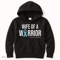 Family Prostate Cancer Awareness Light Blue Wife Warrior Kids Hoodie thumb 0
