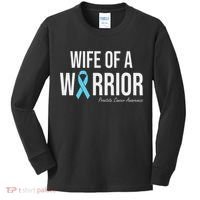 Family Prostate Cancer Awareness Light Blue Wife Warrior Kids Long Sleeve Shirt thumb 0
