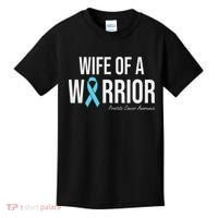 Family Prostate Cancer Awareness Light Blue Wife Warrior Kids T-Shirt thumb 0