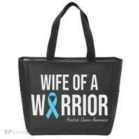 Family Prostate Cancer Awareness Light Blue Wife Warrior Tote Bag thumb 0