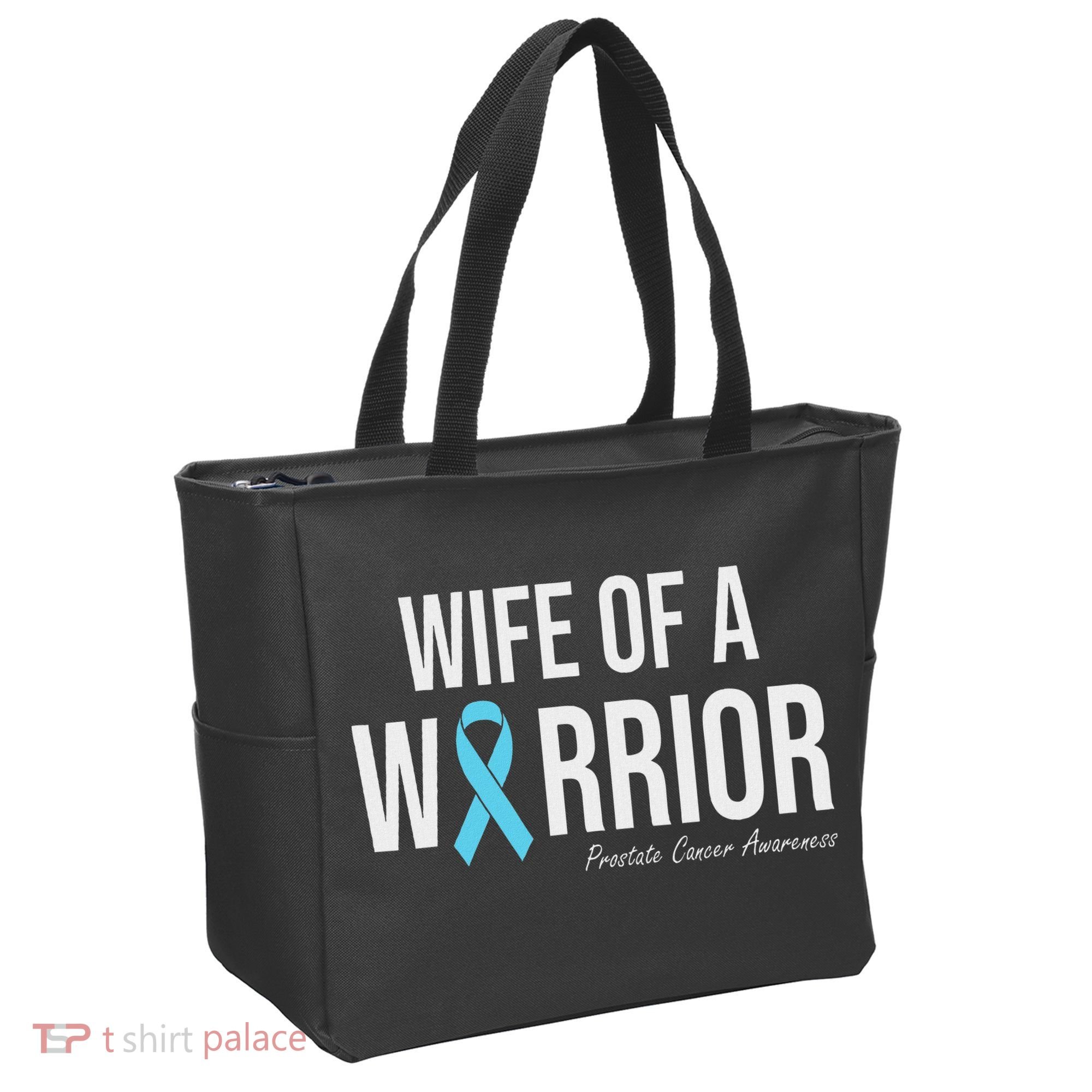 Family Prostate Cancer Awareness Light Blue Wife Warrior Tote Bag